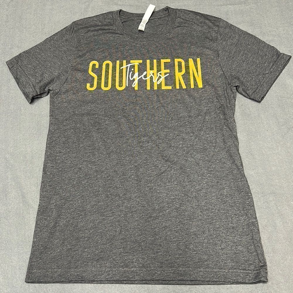 Southern Tigers Unisex Heather Charcoal Short Sleeve Crew Neck Tee Size Medium